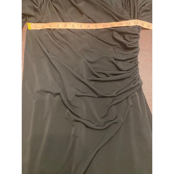 David Meister Black Draped Ruched Long Sleeve Stretch Dress Size 10 LBD - Picture 6 of 9